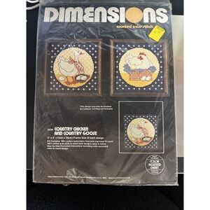 1982 Dimensions‎ Country Chicken And Country Goose Cross Stitch Kit 5" x 5" 3534